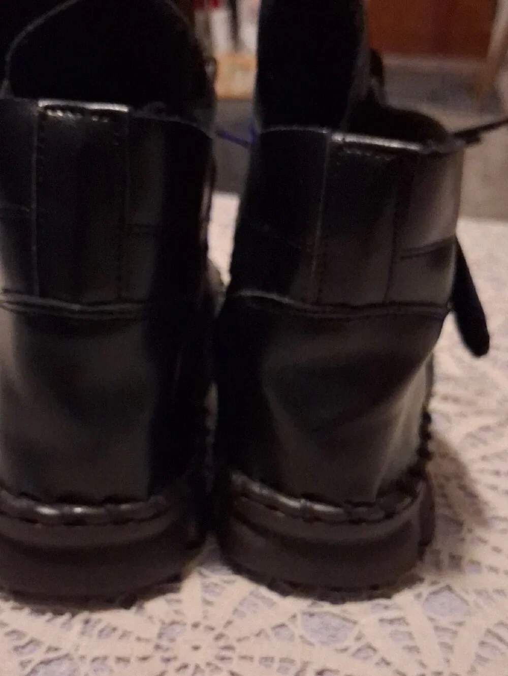 Men's Black Lace-Up Casual Boots with Red Tongue Tab